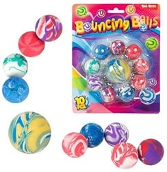 FUN Bouncy Balls -Marble- 10 pieces on card 15x19cm