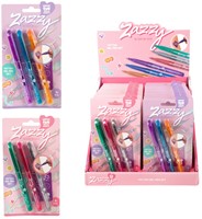 ZAZZY Stylos à gel pour tatouage, lot de 3 avec pochoir 11x20cm, 2 modèles assortis présentés en présentoir (24)