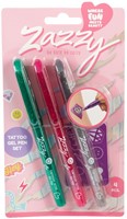 ZAZZY Stylos à gel pour tatouage, lot de 3 avec pochoir 11x20cm, 2 modèles assortis présentés en présentoir (24)-3