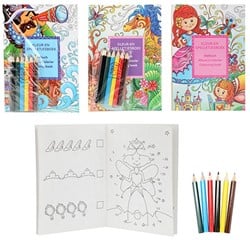 Kleur- en spelletjesboek mt 6 kleurpotloden 4 assorti 11,5x16,5cm