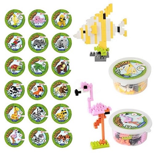 Building Blocks Mini Animal in Pot 18 assorted 7x7x3.5cm
