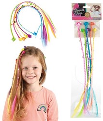 GLAMOUR&SHINE 6x Lock of hair with hearts on hair clip 10x41cm