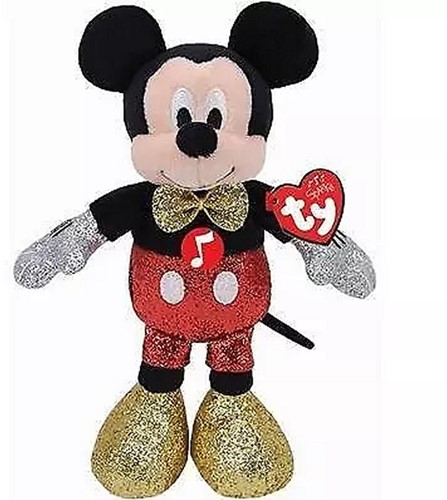 TY Beanie Babies Mickey Mouse Plush Sparkle Red+ Sound 20cm