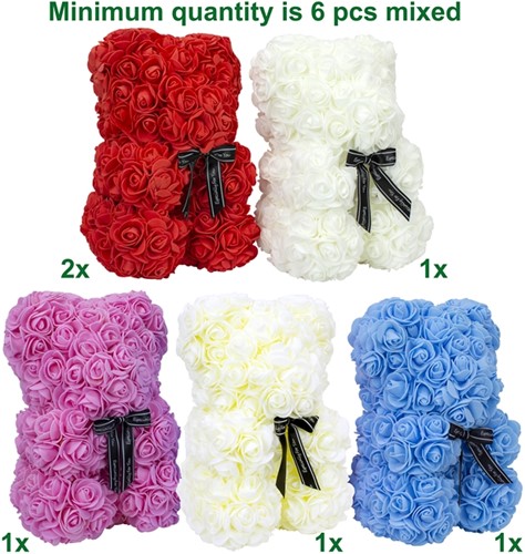 Ours rose 5 assortis 25cm