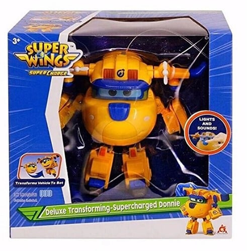 Super Wings Deluxe Transforming-Supercharged Donnie mit Licht und Sound 22x21cm